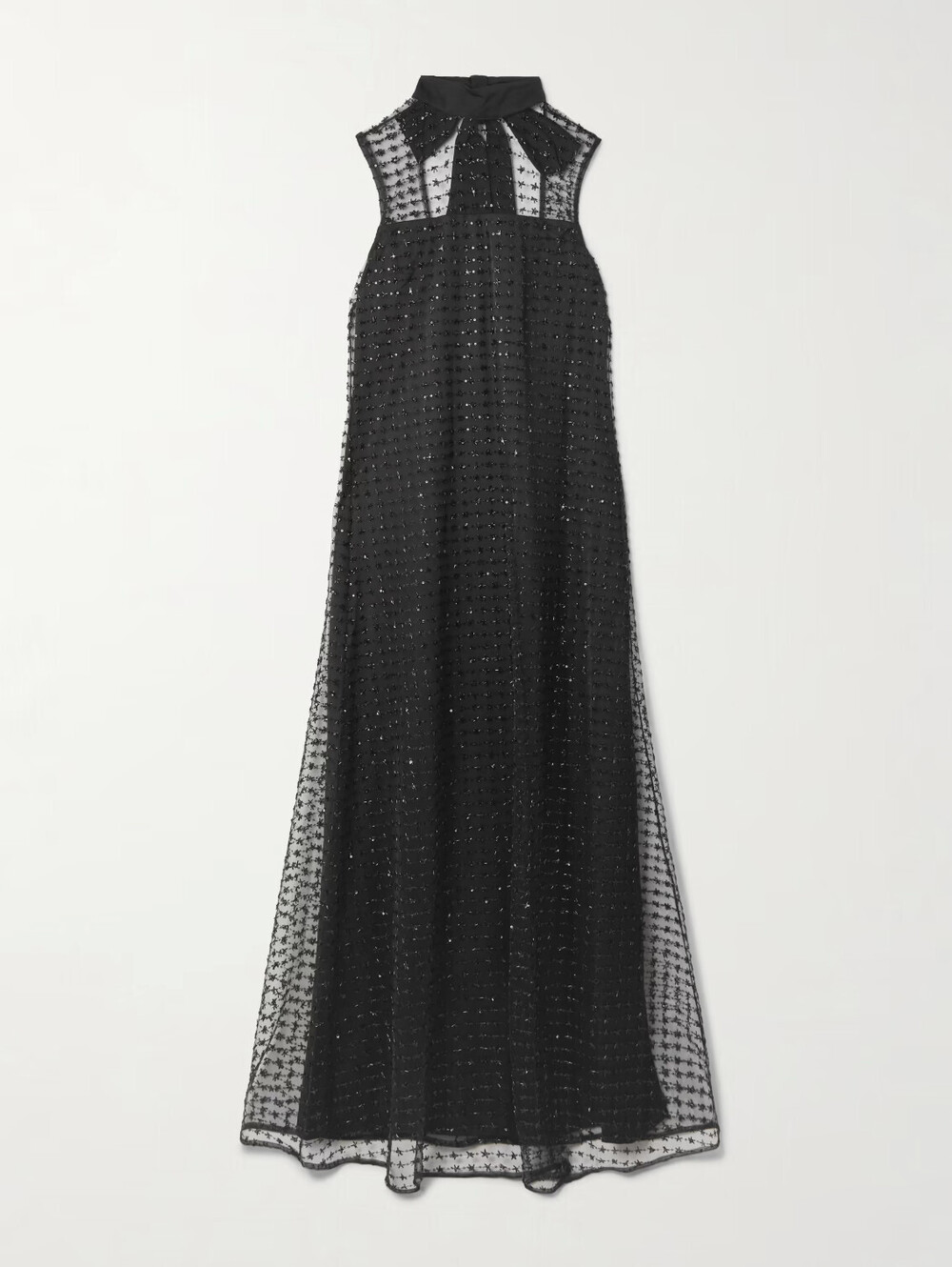 STAUD Albee Embellished Tie Back Stardust Sequin Beaded Organza Dress Gown Small - Picture 3 of 10